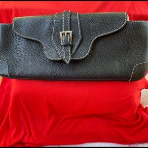 Suarez Vintage::  Timeless Black Pebble  Clutch Purse